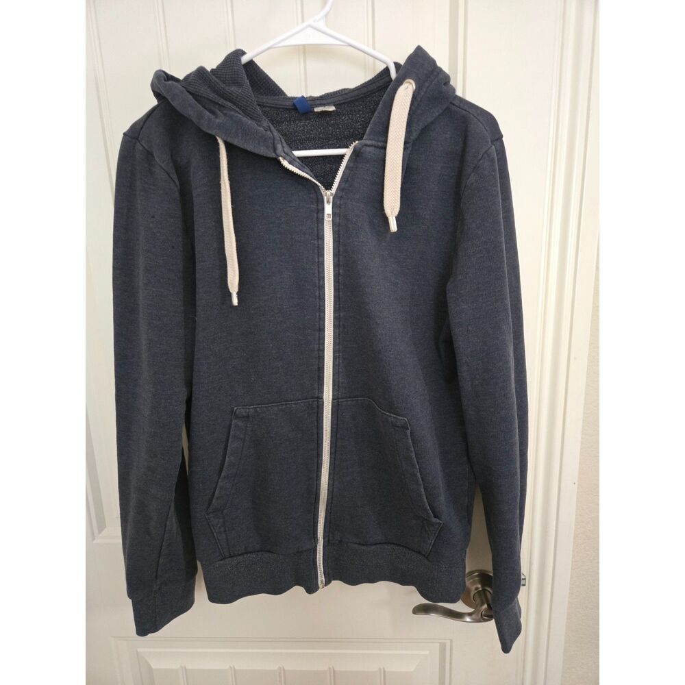 H&M Divided Men’s Small Dark Blue Full Zip Hoodie Sweatshirt Drawstring Pockets